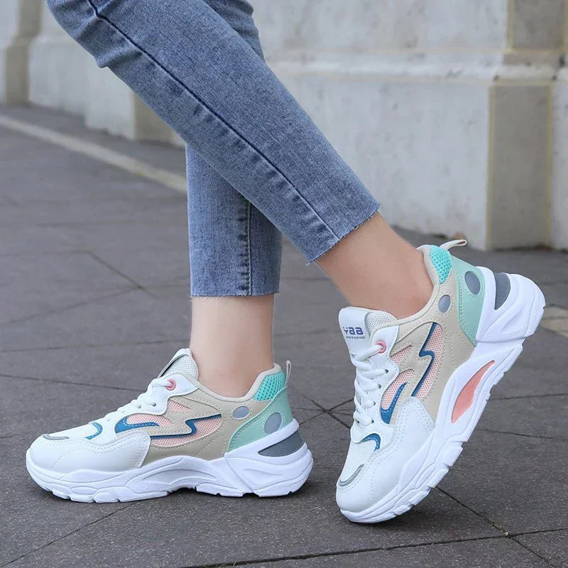 Women's Chunky Sneakers with Multicolor Design and Cushioned Sole™ – Trendiger Streetstyle mit ganztägigem Komfort