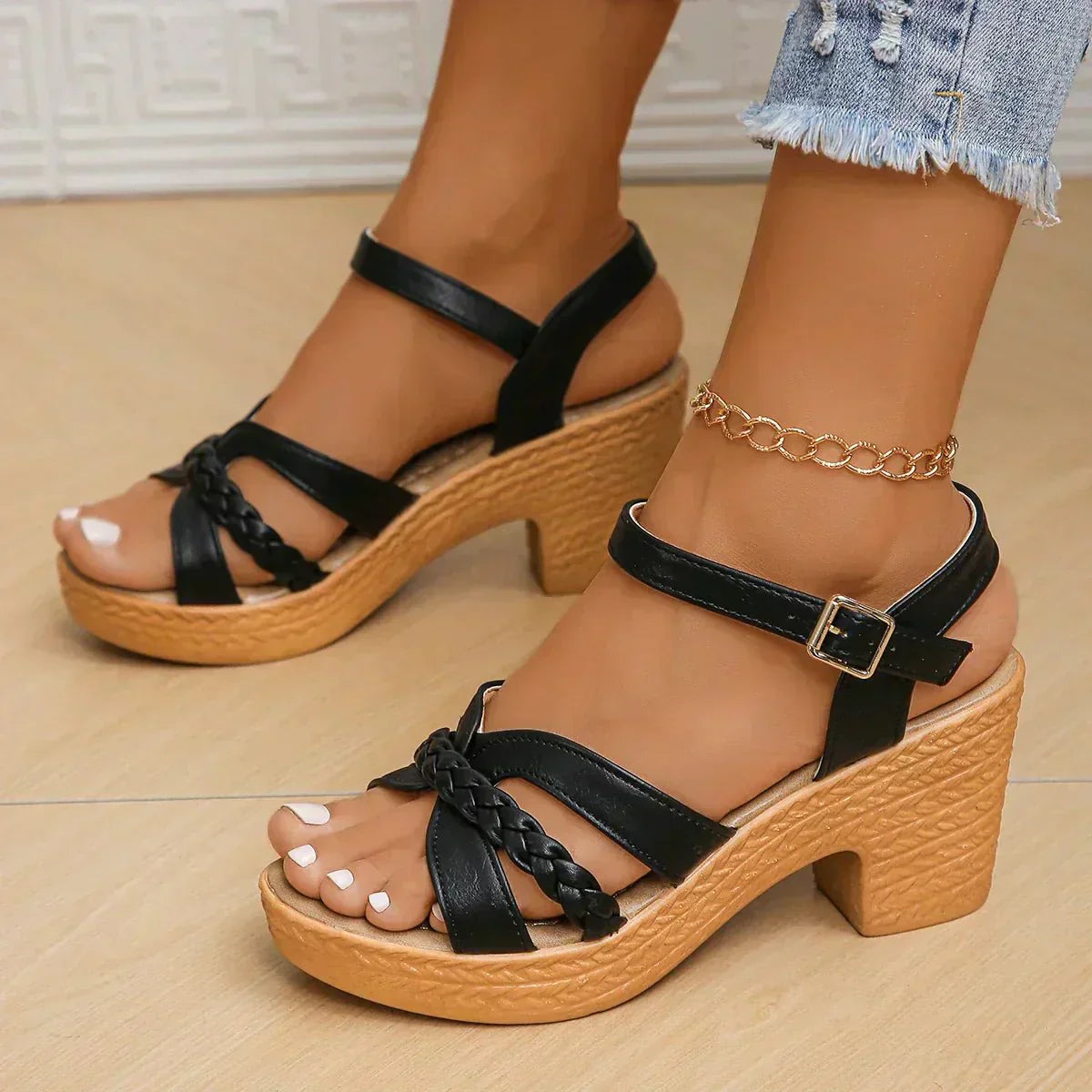 Orthopädische Plateau Sandalen für Damen mit gepolsterter Sohle und verstellbaren Riemen™ – Eleganter Komfort für den ganzen Tag