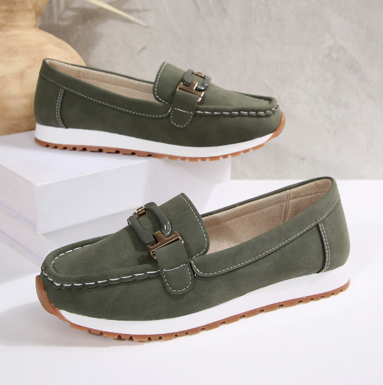 Damen Casual Loafer mit Metallschnalle und flacher Keilsohle™ – Für mühelose Eleganz im Alltag