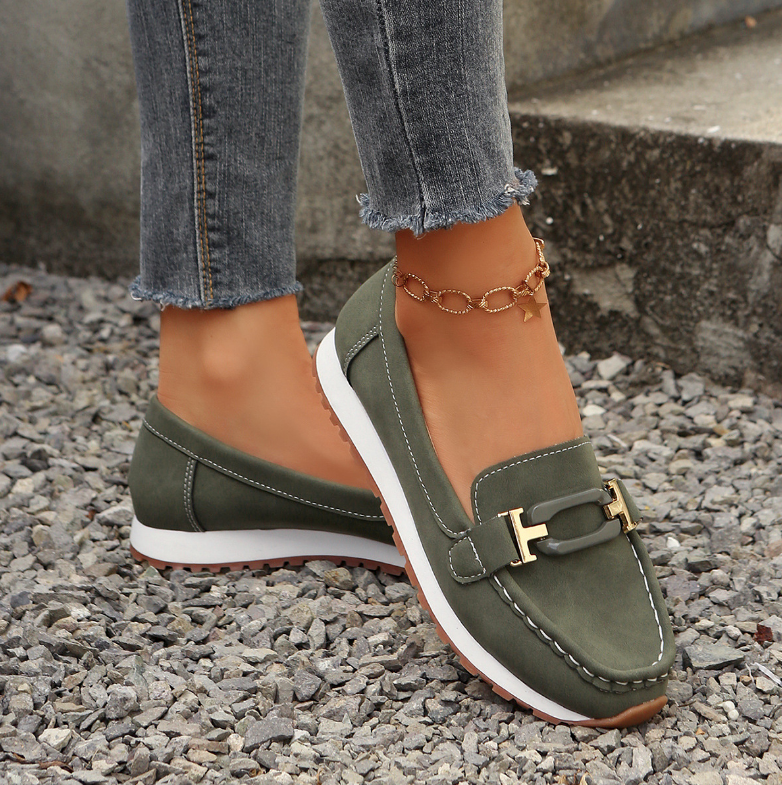 Damen Casual Loafer mit Metallschnalle und flacher Keilsohle™ – Für mühelose Eleganz im Alltag