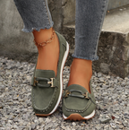 Damen Casual Loafer mit Metallschnalle und flacher Keilsohle™ – Für mühelose Eleganz im Alltag