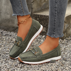 Damen Casual Loafer mit Metallschnalle und flacher Keilsohle™ – Für mühelose Eleganz im Alltag