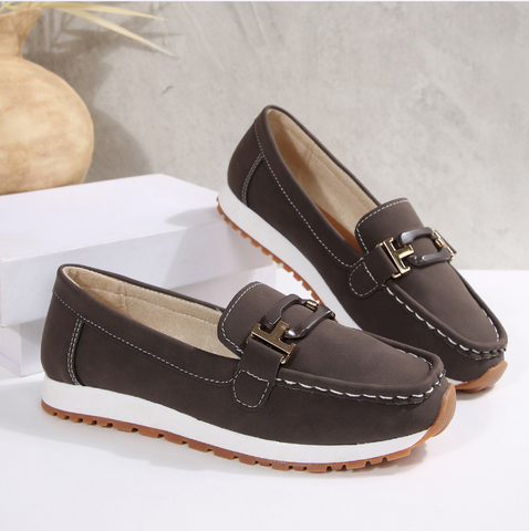 Damen Casual Loafer mit Metallschnalle und flacher Keilsohle™ – Für mühelose Eleganz im Alltag