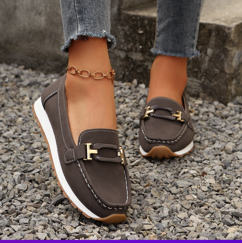 Damen Casual Loafer mit Metallschnalle und flacher Keilsohle™ – Für mühelose Eleganz im Alltag