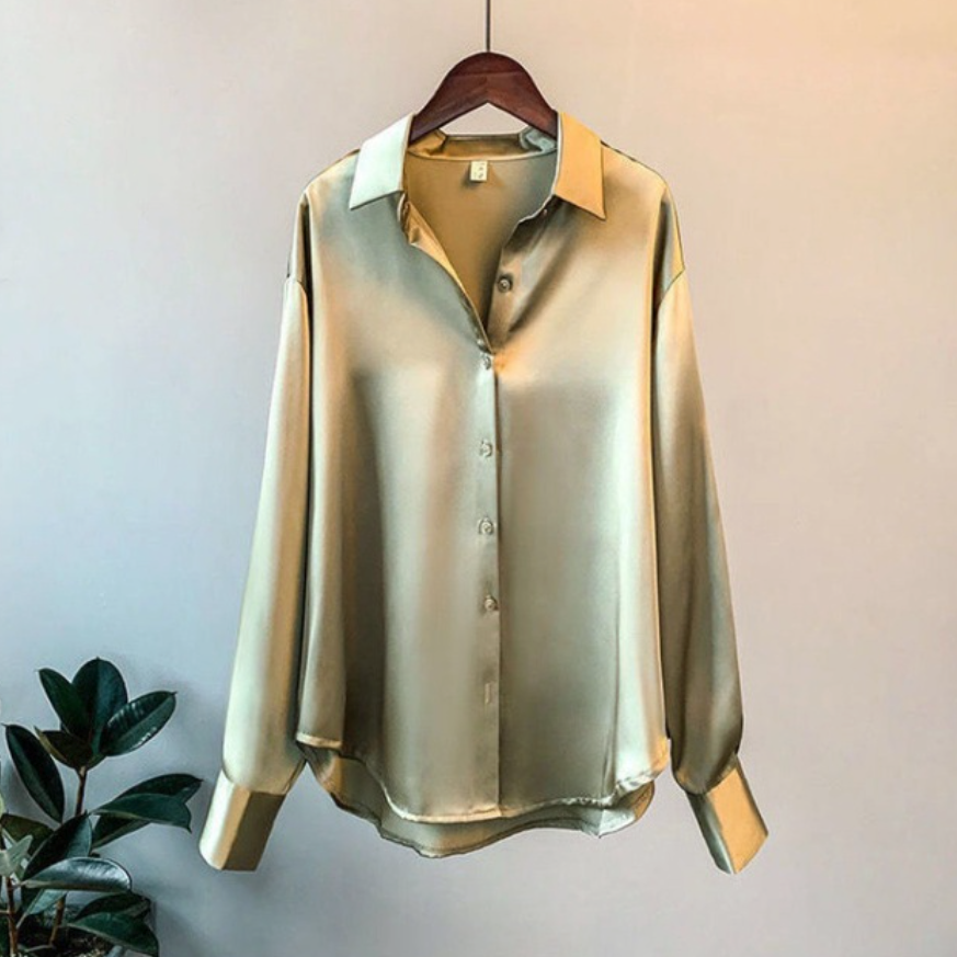 Taylor | Women's Loose Fit Button Down Satin Blouses™ – Elegante Satin-Bluse für vielseitige Anlässe