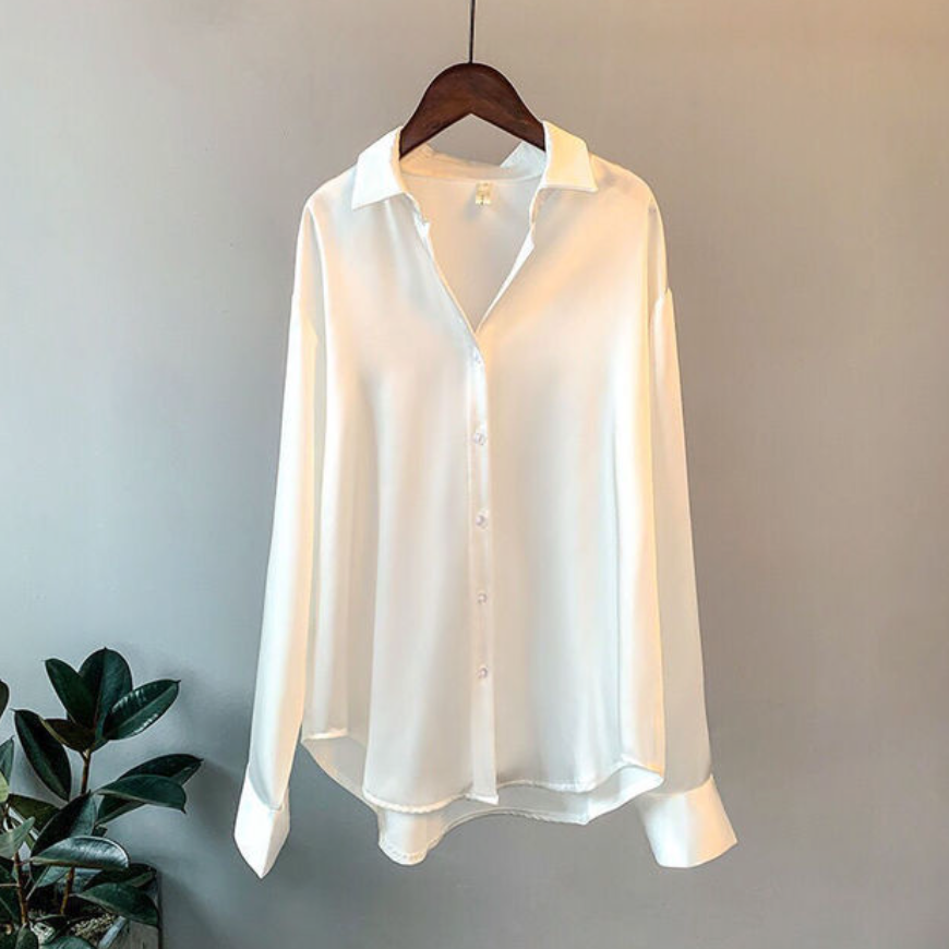 Taylor | Women's Loose Fit Button Down Satin Blouses™ – Elegante Satin-Bluse für vielseitige Anlässe