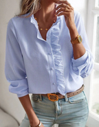 Ariana | Women's Ruffled Button Front Work Blouse™ – Elegante Vielseitigkeit für Beruf und Alltag