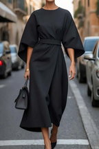 Women's Lantern Sleeve Belted Elegant Flowing Midi Dress™ – Zeitlose Eleganz mit schmeichelnder Silhouette