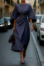 Women's Lantern Sleeve Belted Elegant Flowing Midi Dress™ – Zeitlose Eleganz mit schmeichelnder Silhouette