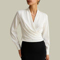 Ruby | Women's Wrap Front Long Sleeve Satin Blouses™ – Elegante Wickelbluse für zeitlose Weiblichkeit