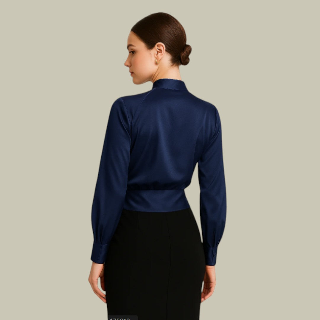 Ruby | Women's Wrap Front Long Sleeve Satin Blouses™ – Elegante Wickelbluse für zeitlose Weiblichkeit