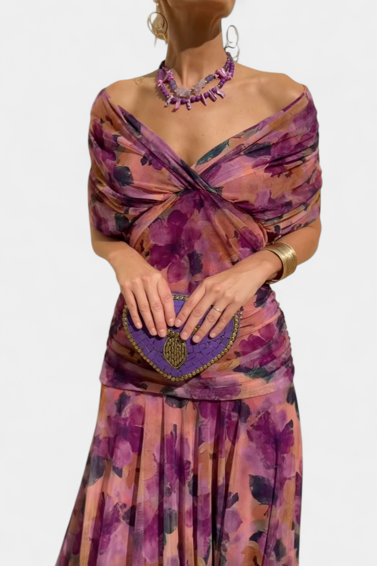 Women's Elegant Floral Pleated Dress Slim Fit Evening Midi Dress™ – Zeitlose Eleganz für besondere Momente
