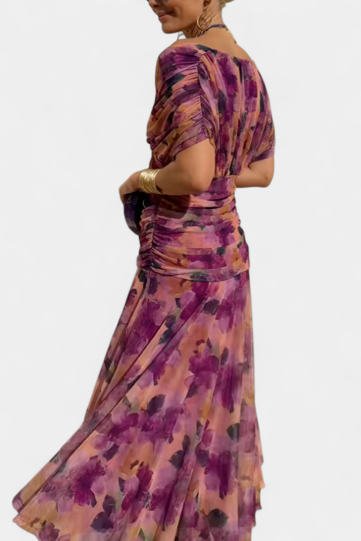 Women's Elegant Floral Pleated Dress Slim Fit Evening Midi Dress™ – Zeitlose Eleganz für besondere Momente