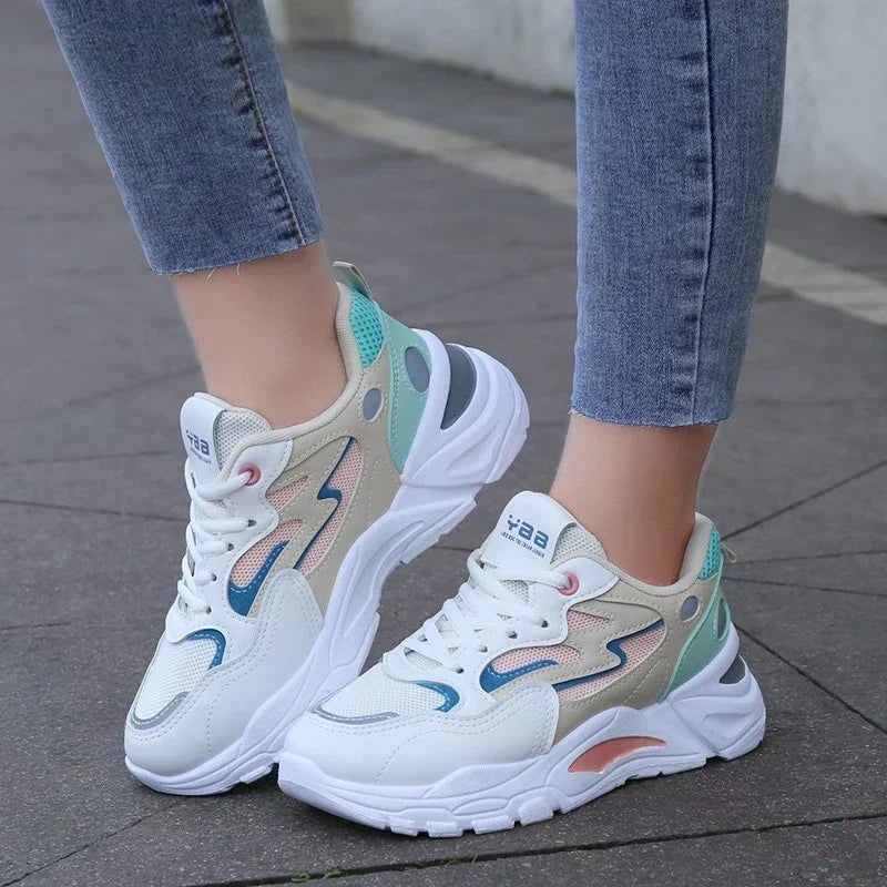 Women's Chunky Sneakers with Multicolor Design and Cushioned Sole™ – Trendiger Streetstyle mit ganztägigem Komfort