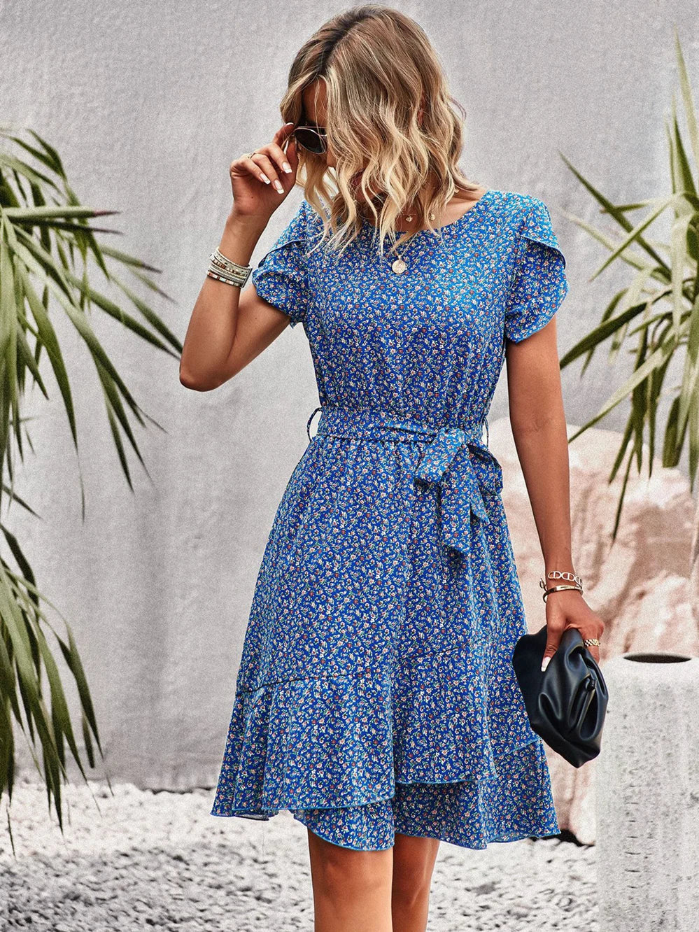 Floral Pleated Dress With Elegant Comfortable Fit for Women™ – Elegante Vielseitigkeit für jeden Anlass