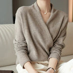 Mabel | Women's Spring Wrap Neck Knit Top™ – Eleganter Frühlingskomfort mit weiblichem Wickelausschnitt