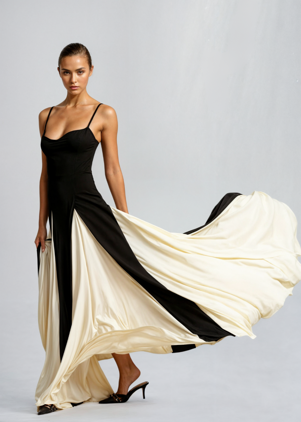 Women's Strappy Maxi Dress with Contrast Panel™ – Elegante Silhouette für besondere Anlässe