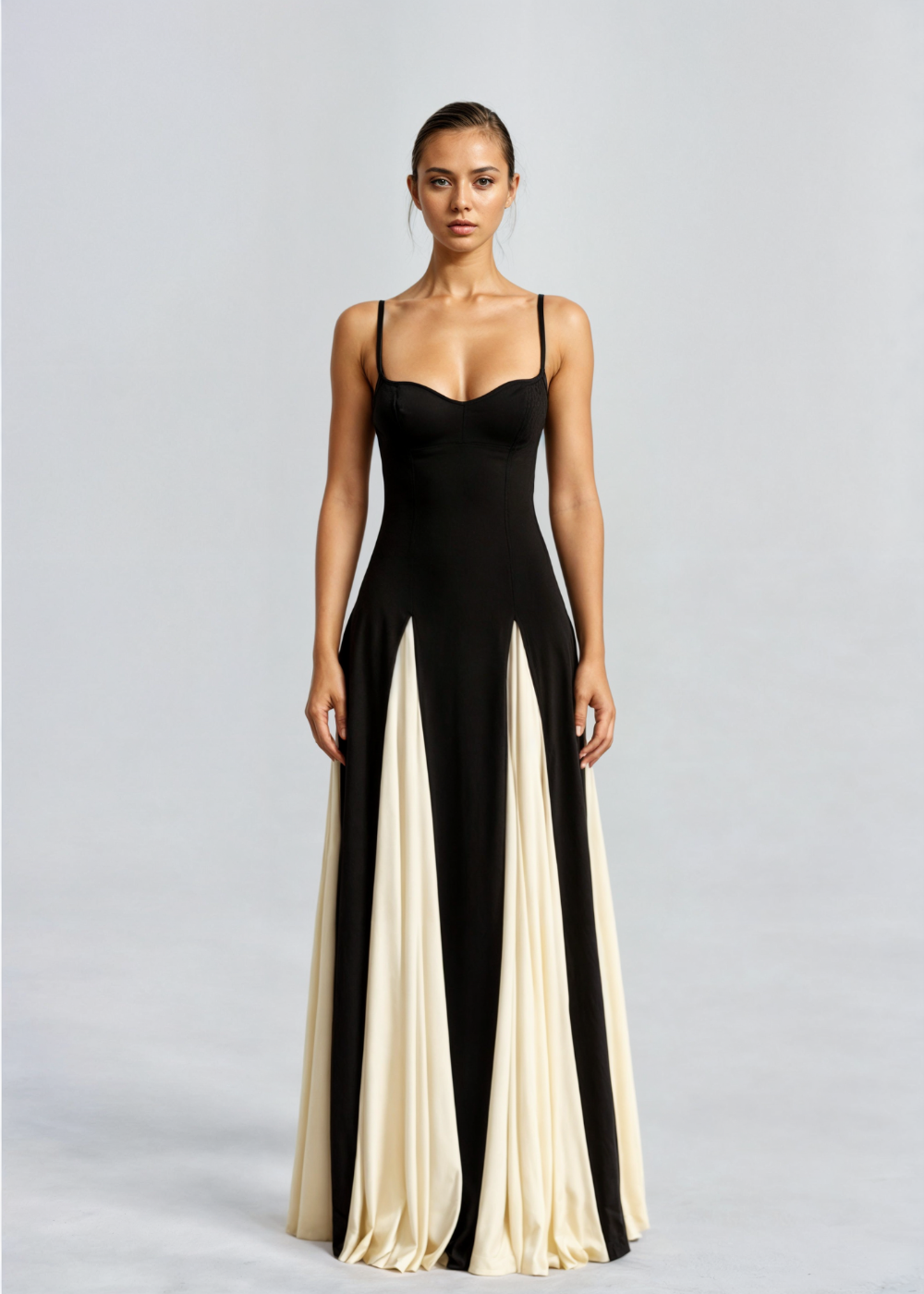 Women's Strappy Maxi Dress with Contrast Panel™ – Elegante Silhouette für besondere Anlässe