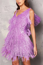 Women's Fringe Feather Sleeveless Elegant Party Mini Dress™ – Glamouröse Eleganz für besondere Anlässe