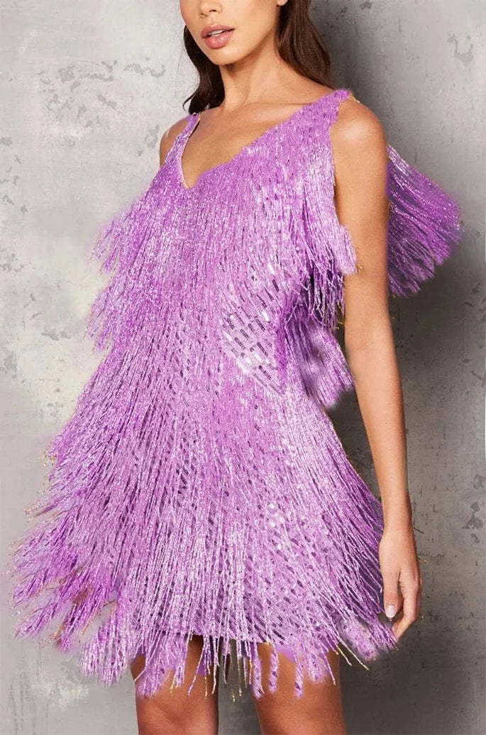 Women's Fringe Feather Sleeveless Elegant Party Mini Dress™ – Glamouröse Eleganz für besondere Anlässe