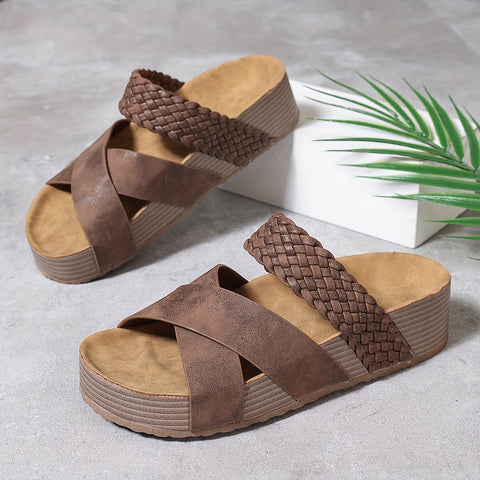 Damen Sandalen mit geflochtenem Kreuzriemen und gepolsterter Sohle™ – Stilvoller Komfort für den ganzen Tag