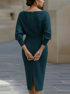 Monroe | Women's Elegant Draped Neck Midi Dress™ – Zeitlose Eleganz für jeden Anlass