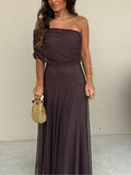 Women's Off Shoulder Maxi Dress with Fitted Waist™ – Elegante Silhouette für besondere Anlässe