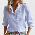 Women's Ruffled Stripe Button Shirt™ – Eleganter Alltag trifft mühelose Raffinesse