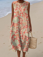 Women's Floral Sleeveless Relaxed Fit Summer Midi Dress™ – Zeitlose Eleganz für warme Tage