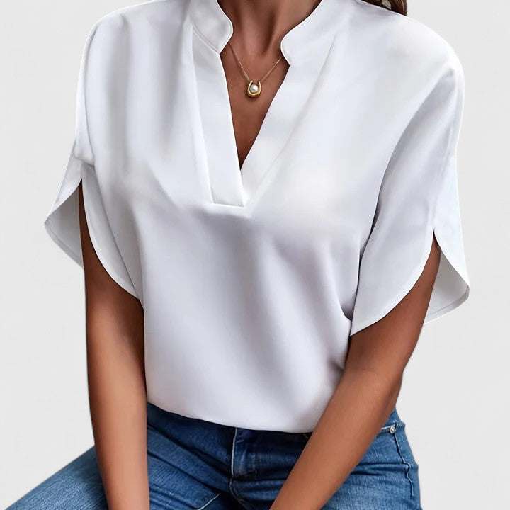 Soft Split-Neck Blouse™ – Elegante Leichtigkeit für jeden Tag
