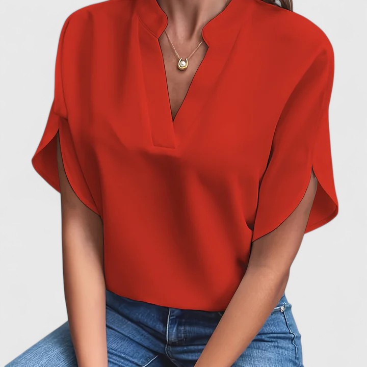 Soft Split-Neck Blouse™ – Elegante Leichtigkeit für jeden Tag