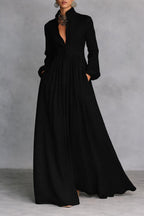 Women's Elegant Maxi Shirt Dress Long Sleeve Button Up Flowy Dress™ – Zeitlose Eleganz für jeden Anlass
