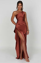Women's One Shoulder High Slit Maxi Dress with Slim Fit™ – Elegante Silhouette mit modernem Glamour