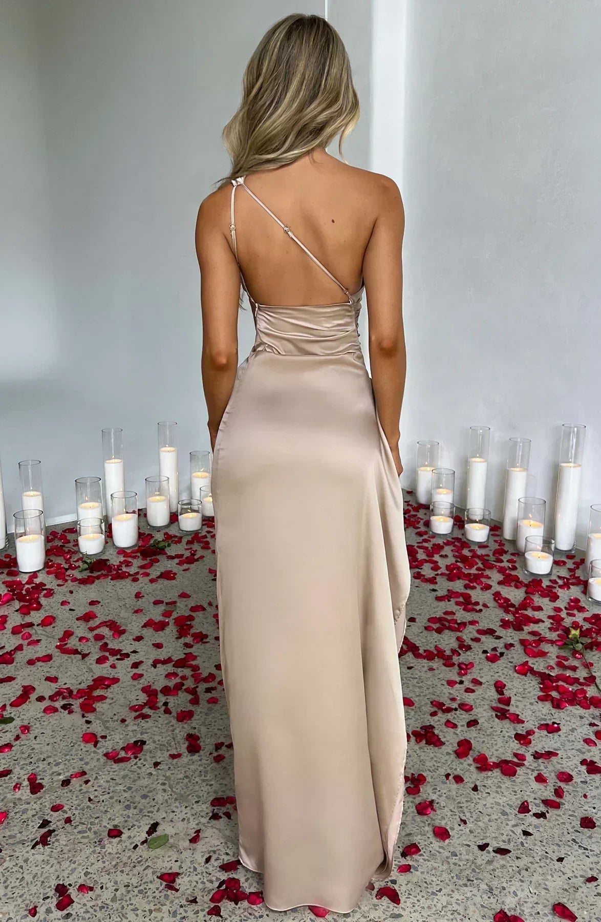 Women's One Shoulder High Slit Maxi Dress with Slim Fit™ – Elegante Silhouette mit modernem Glamour