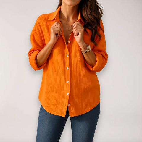 Women's Button Front Roll Up Sleeve Relaxed Fit Summer Shirt™ – Mühelose Eleganz für den ganzen Sommer