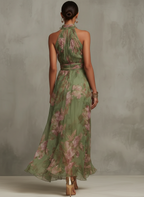 Women's Halter Neck Maxi Dress with Floral Print™ – Mühelose Eleganz für jeden Anlass