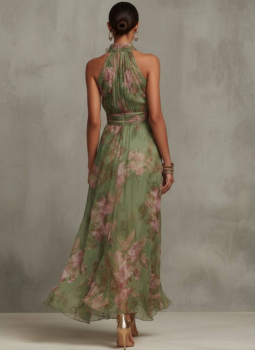 Women's Halter Neck Maxi Dress with Floral Print™ – Mühelose Eleganz für jeden Anlass