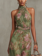 Women's Halter Neck Maxi Dress with Floral Print™ – Mühelose Eleganz für jeden Anlass