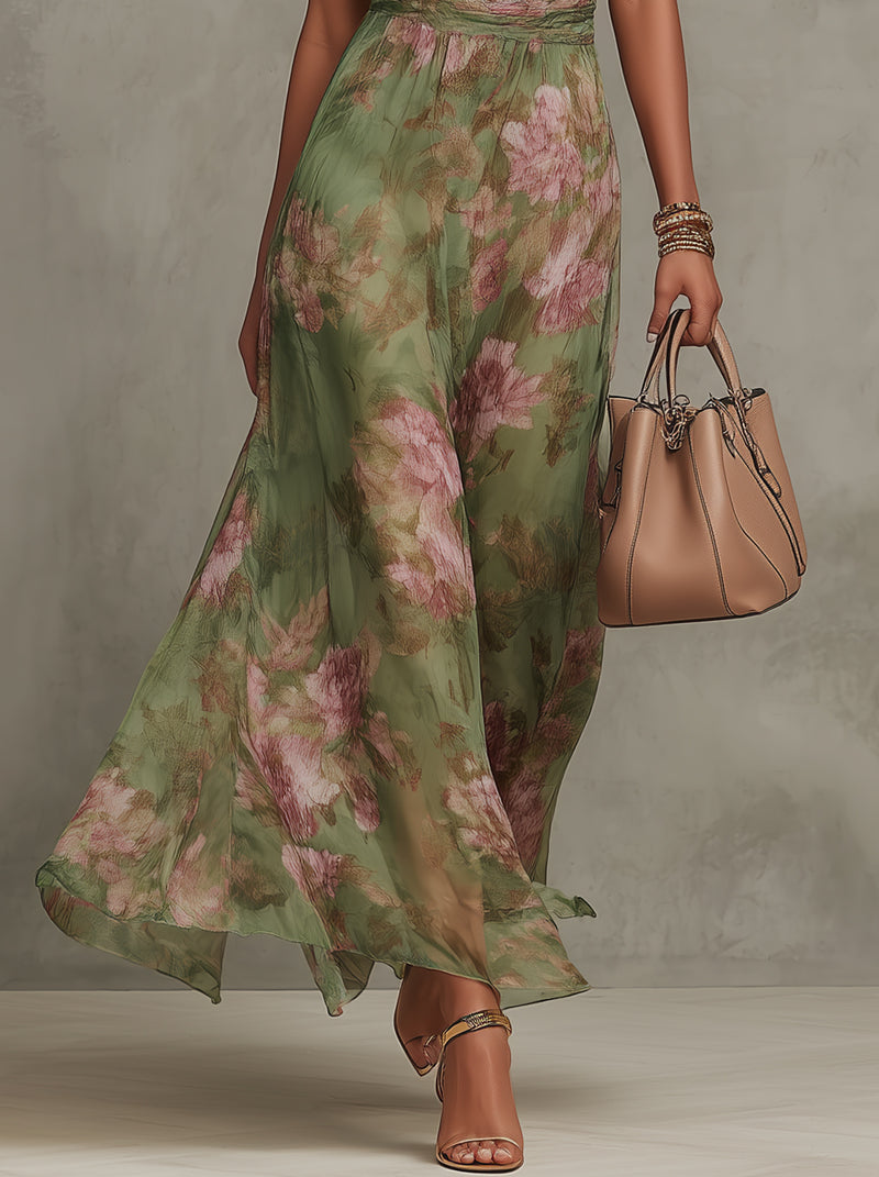 Women's Halter Neck Maxi Dress with Floral Print™ – Mühelose Eleganz für jeden Anlass