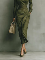 Women's Wrap Shirt Dress Collared Elegant Midi Dress™ – Elegante Taillierung für jede Gelegenheit