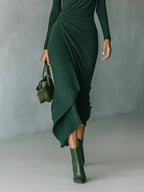 Draped Turtleneck Midi Dress™ – Elegante Silhouette für zeitlose Ausstrahlung