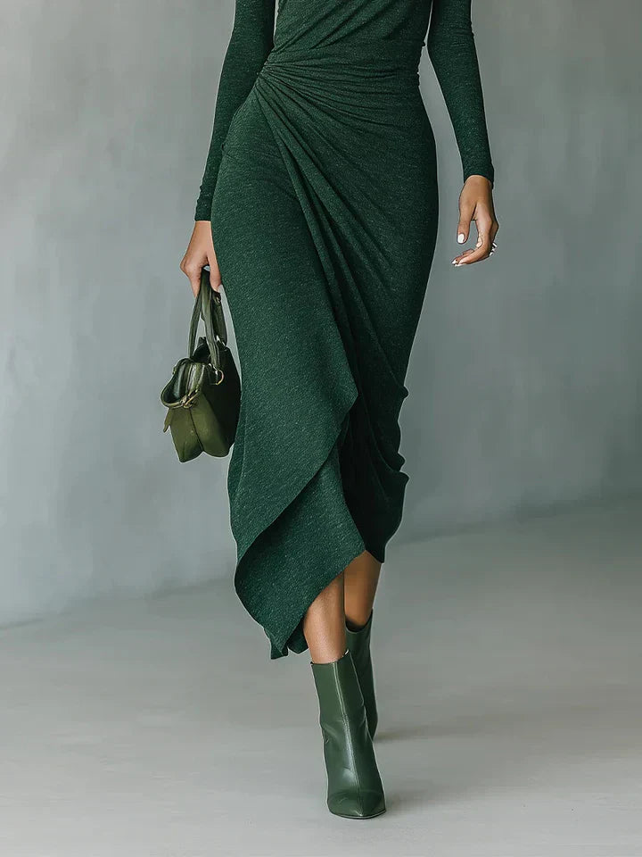Draped Turtleneck Midi Dress™ – Elegante Silhouette für zeitlose Ausstrahlung