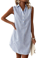 Women's Striped Shirt Dress Sleeveless Casual Summer Mini Dress™ – Zeitloser Komfort für entspannte Sommertage
