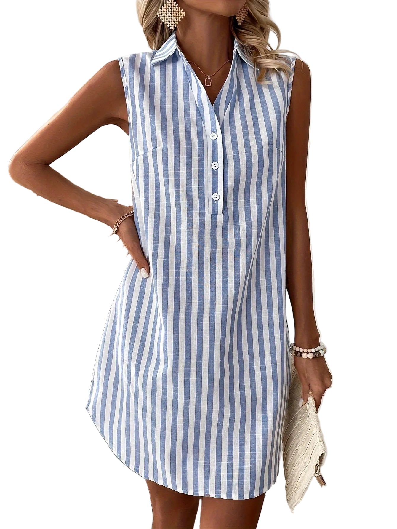 Women's Striped Shirt Dress Sleeveless Casual Summer Mini Dress™ – Zeitloser Komfort für entspannte Sommertage