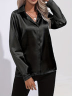 Sarah | Women's Button Down Long Sleeve Satin Blouses™ – Luxuriöse Eleganz für jeden Anlass