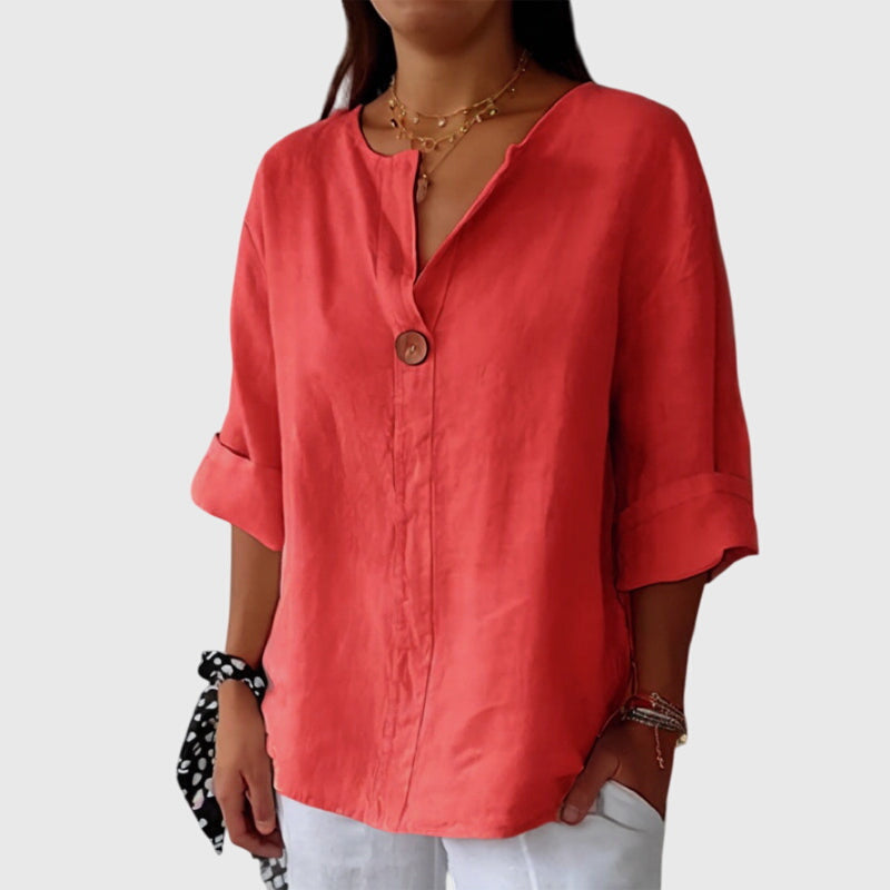 Relaxed Button Front Blouse™ – Mühelose Eleganz für jeden Tag