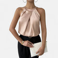 Kimberly | Women's Elegant Pleated Front Draped Satin Tanks™ – Elegante Ausstrahlung für jeden Anlass