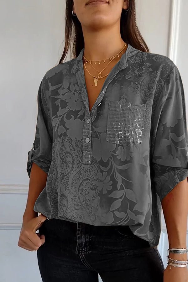 Women's Sequin V Neck Relaxed Fit Casual Party Top™ – Eleganz mit schimmerndem Glanz