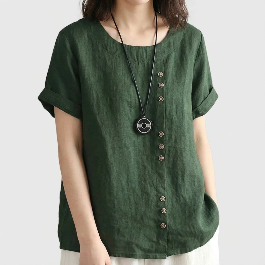 Stylish Asymmetrical Button Blouse™ – Mühelose Eleganz für jeden Tag