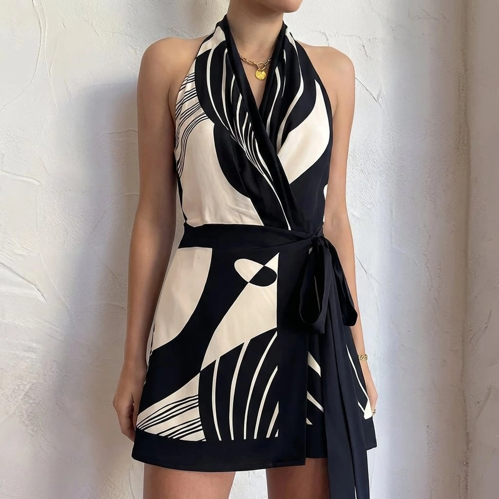 Women's Halter Neck Wrap Mini Dress™ – Zeitlose Eleganz mit modernem Komfort